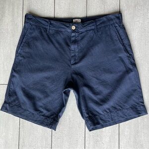 Faherty Shorts Mens 32 Blue Malibu Linen Cotton 9" Chino Casual Golf Breathable